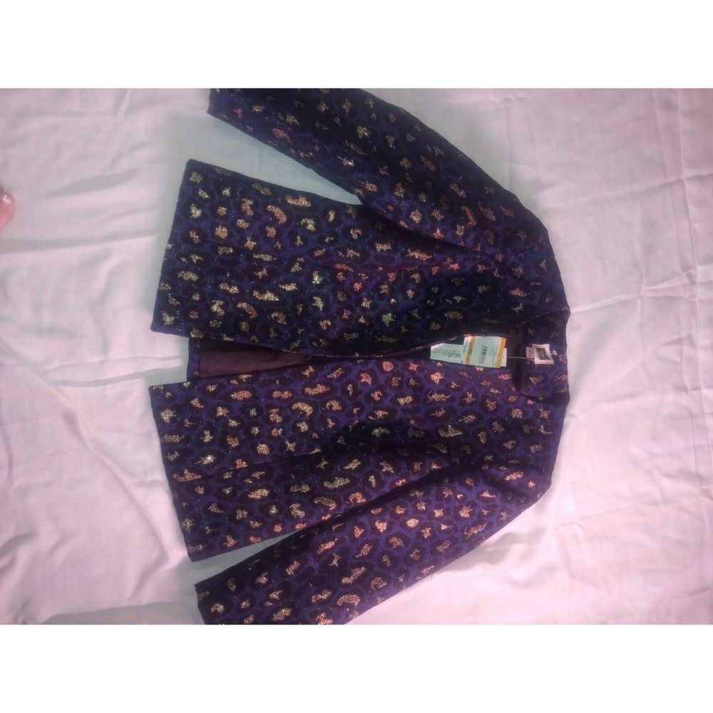 Anne Klein royal blue,gold Cheetah Print Cardigan NWT Small